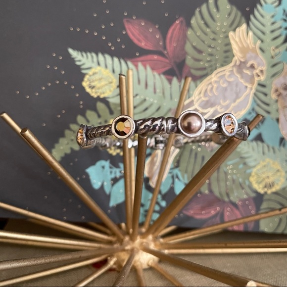 BRIGHTON BRACELET SINGLE SMALL BANGLE MAGNETIC HINGE WITH GOLDEN PEARLS/STONES - Picture 8 of 15